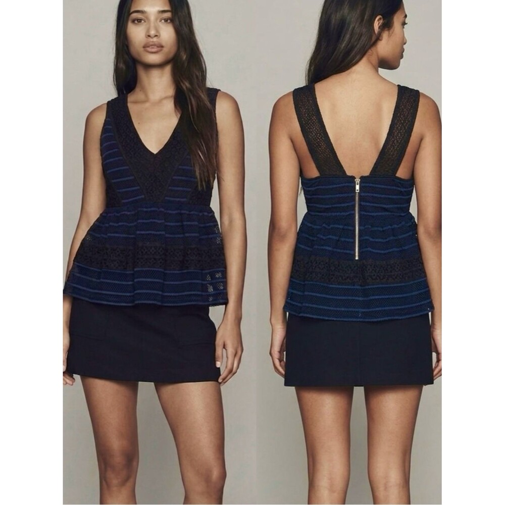 Chelsea28 Babydoll Tank Womens Size XS Lace Mesh V-Neck Peplum Dressy Fairy Goth